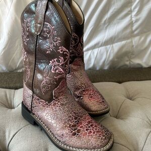 Girls' Pink Metallic Western Boots - Kids Cowboy Boot